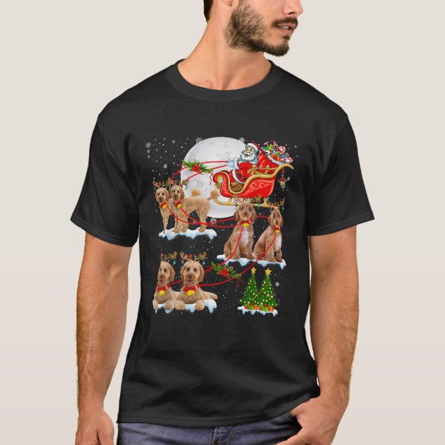 Santa Sleigh Reindeer Cockapoos Xmas Tree Dog Love T-Shirt (Vorderseite)