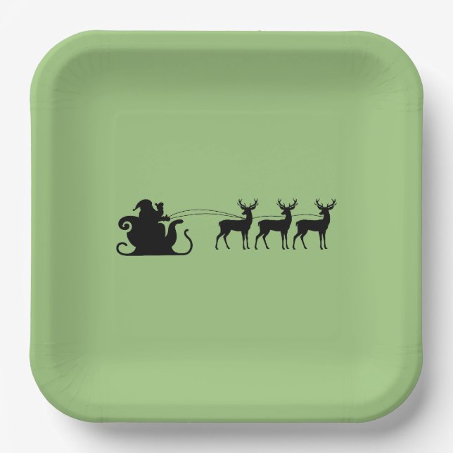 Santa sleigh reindeer pappteller (Vorderseite)