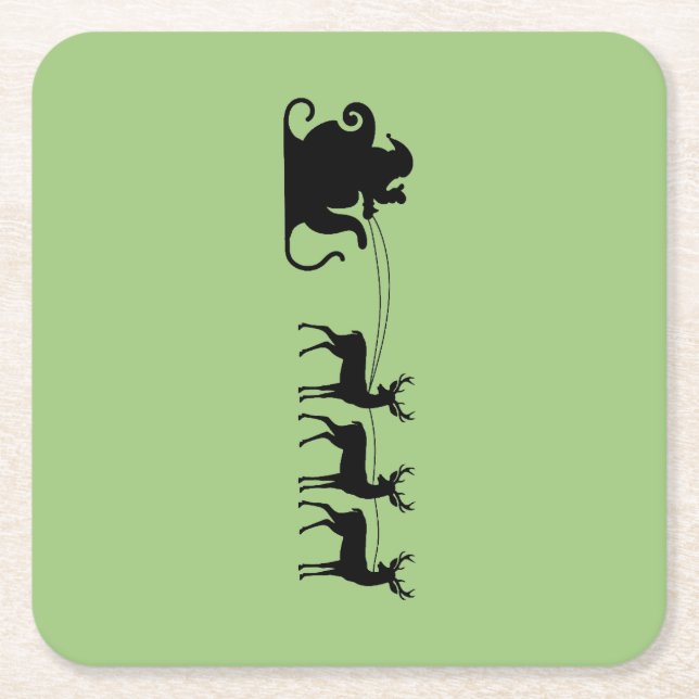 Santa sleigh reindeer rechteckiger pappuntersetzer (Vorderseite)