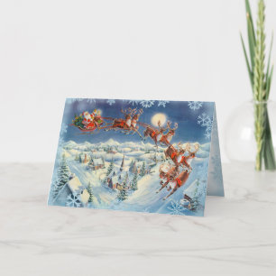 SANTA, SLEIGH & REINDEY von SHARON SHARPE Feiertagskarte
