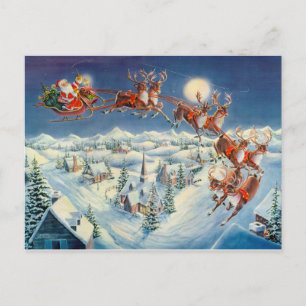 SANTA, SLEIGH & REINDEY von SHARON SHARPE Feiertagspostkarte