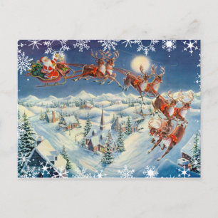 SANTA, SLEIGH & REINDEY von SHARON SHARPE Feiertagspostkarte