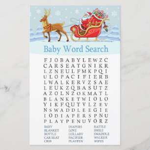 Santa Sleigh Rentier Baby Dusche Word Search Game