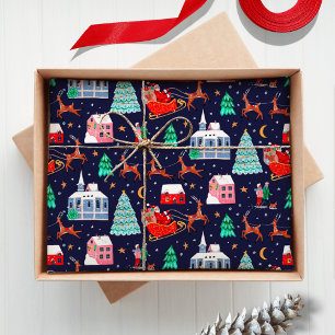 Santa Sleigh Rentier Christmas Nordic Village Seidenpapier