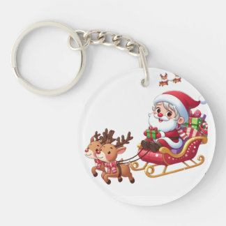 Santa Sleigh Ride Weihnachtsgeschenk für Kinder Schlüsselanhänger