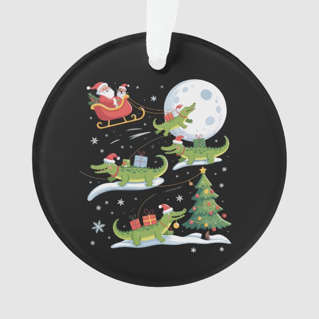 Santa Sleigh Riding Alligator Christmas Funny Xmas Ornament (Vorderseite)