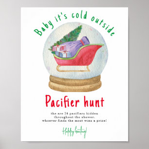 Santa sleigh - Schnuller-Jagd Kinderdusche Poster