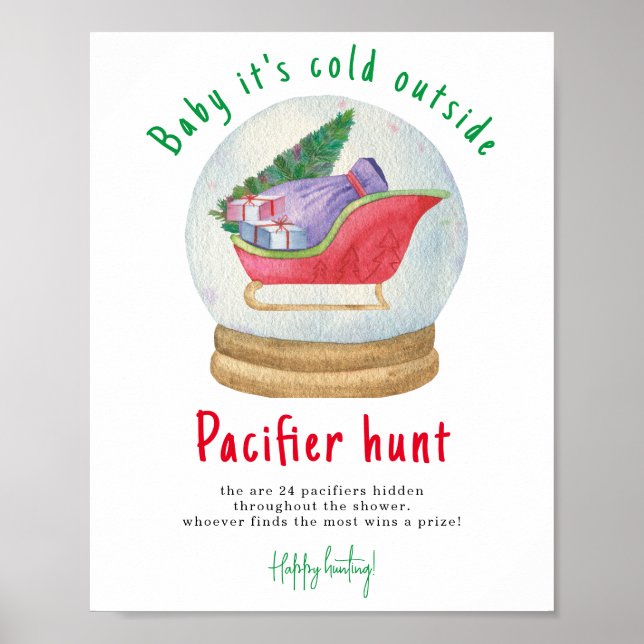 Santa sleigh - Schnuller-Jagd Kinderdusche Poster (Vorne)