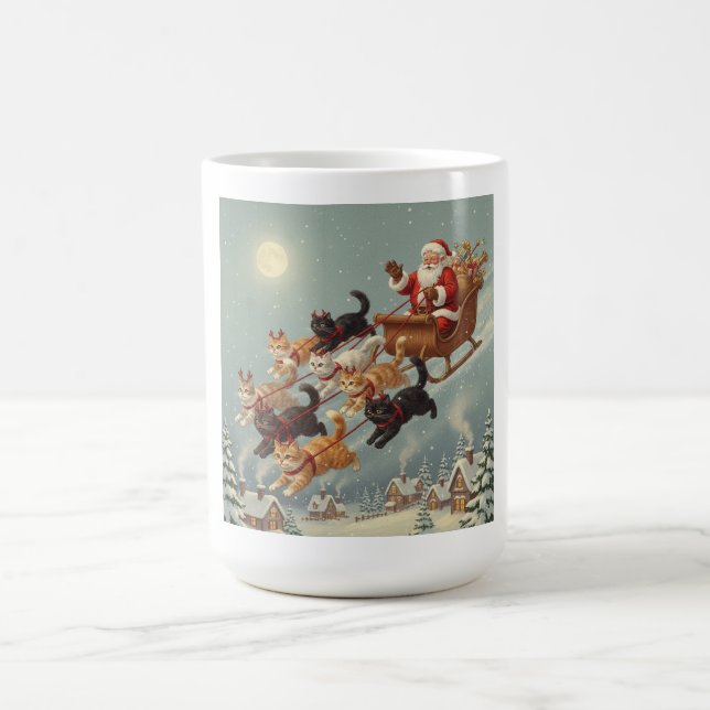 Santa Sleigh with Flying Cats Coffee Mug Kaffeetasse (Mittel)