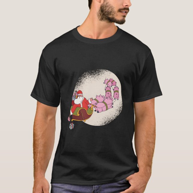 Santa Sleigh With Flying Pigs And T-Shirt (Vorderseite)