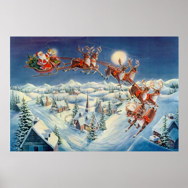 SANTA & SLEIGING von SHARON SHARPE Poster (Vorne)