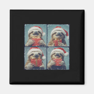 Santa Sloth Animal Fotografy Sloth Weihnachten Magnet