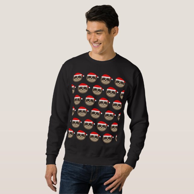Santa Sloth Christmas Xmas Sweater Jumper Sweatshirt (Vorne ganz)