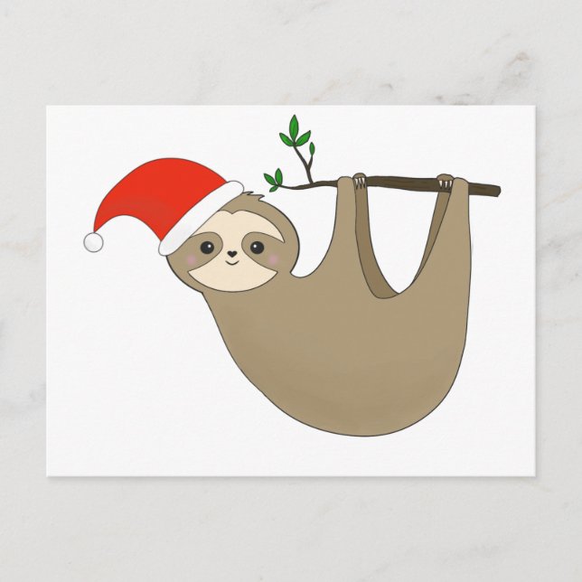 Santa sloth feiertagspostkarte (Vorderseite)