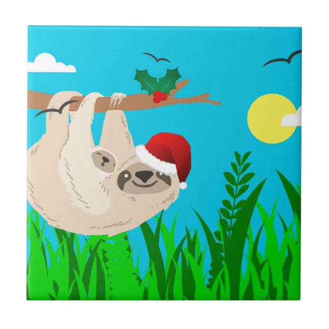 Santa Sloth Fliese (Vorderseite)