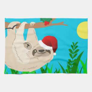 Santa Sloth Geschirrtuch