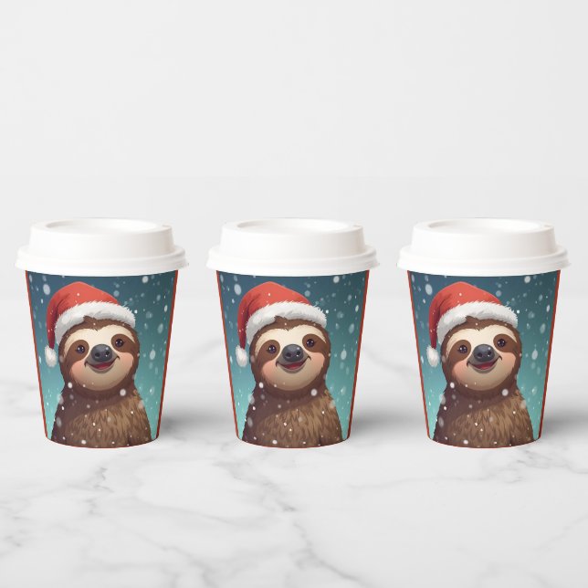 Santa Sloth, Paper Cups Pappbecher (Multi)