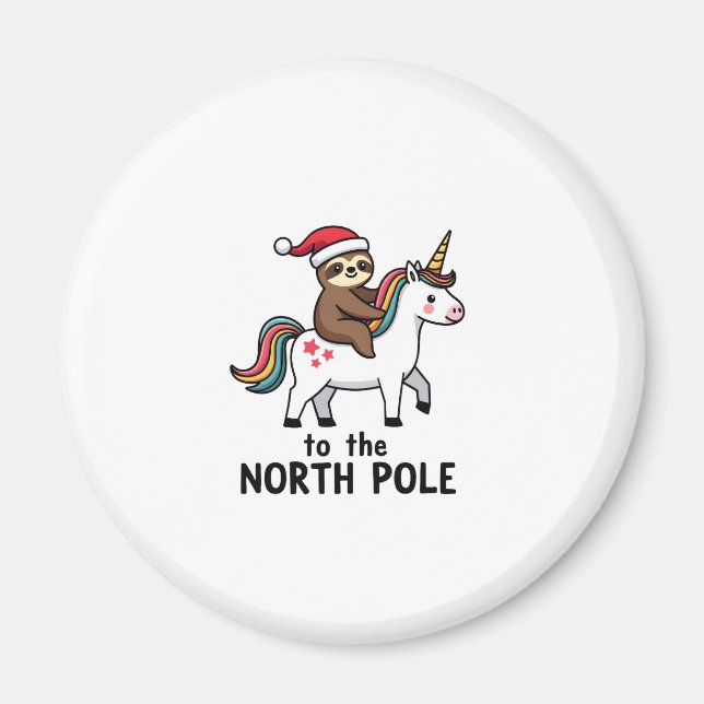 Santa Sloth Riding Unicorn Funny Girl Christmas T- Magnet (Vorne)