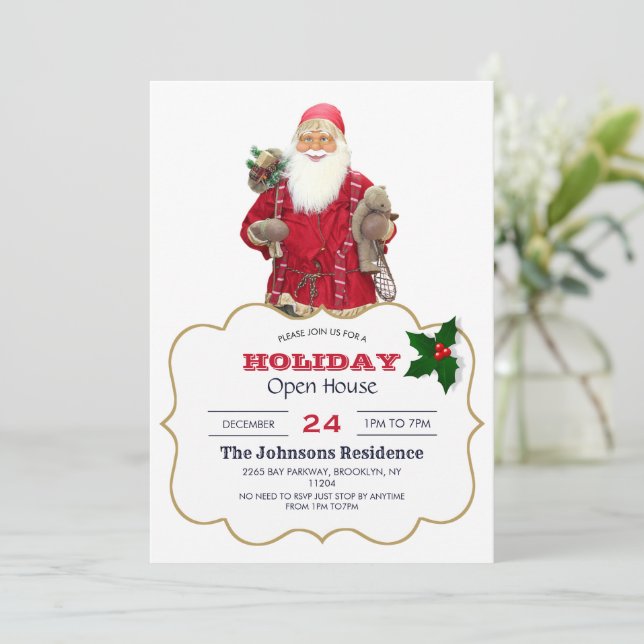 Santa Smiling Einladung (Stehend Vorderseite)