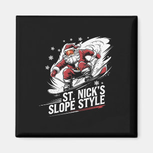 Santa Snowboarder Christmas Snowboarden St. Nick Magnet