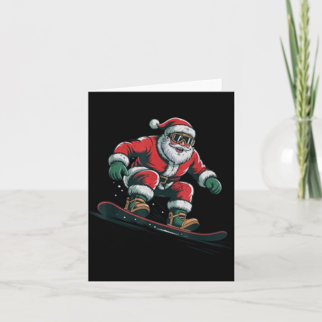 Santa Snowboarding Christmas Holiday Retro Vintage Karte (Vorderseite)