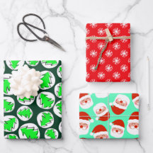 SANTA SNOWFLAKES AND BAUES WRAPPING PAPIER SHEETS