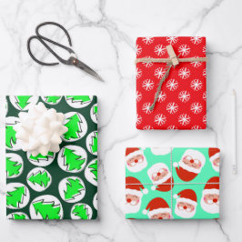SANTA SNOWFLAKES AND BAUES WRAPPING PAPIER SHEETS