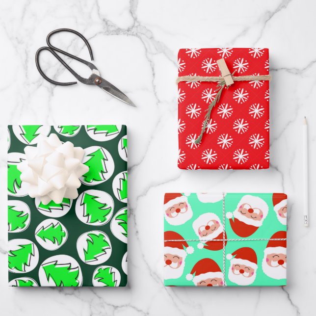 SANTA SNOWFLAKES AND BAUES WRAPPING PAPIER SHEETS (Vorderseite)