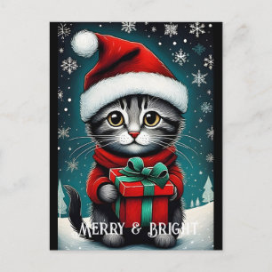 Santa Snowflakes Niedlich Kitty Geschenk Schnee We Postkarte