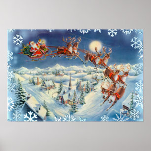 SANTA SNOWFLAKES & SLEIGES by SHARON SHARPE Poster