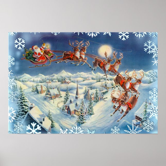 SANTA SNOWFLAKES & SLEIGES by SHARON SHARPE Poster (Vorne)