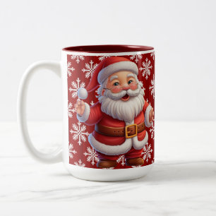 Santa Snowfloakes Zweifarbige Tasse
