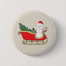 Santa snowman distributing gifts button