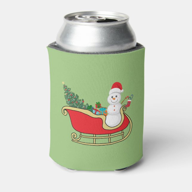 Santa snowman distributing gifts dosenkühler (Kanne Rückseite)