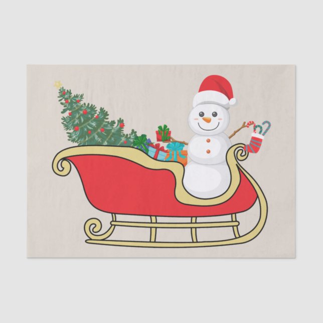 Santa snowman distributing gifts seidenpapier (Vorderseite)