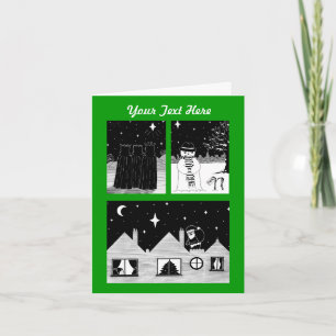 Santa Snowman drei Könige schwarz-weiße Weihnachte Feiertagskarte