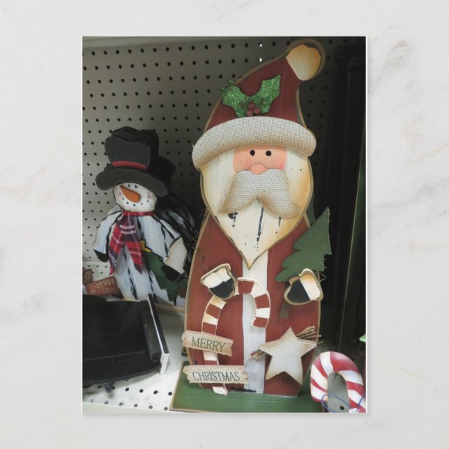 Santa & Snowman Feiertagspostkarte (Vorderseite)