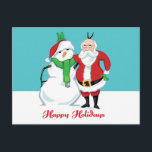 Santa Snowman Foto Feiertagspostkarte<br><div class="desc">Alle lächeln! Der Weihnachtsmann und sein Lieblingssnowboarder posieren für ein Foto. Fangen Sie dieses frostige Weihnachtspaar,  das ihre sonnigen Ohren an T - Shirt,  Geschenken und vielem mehr klopfen lässt.</div>