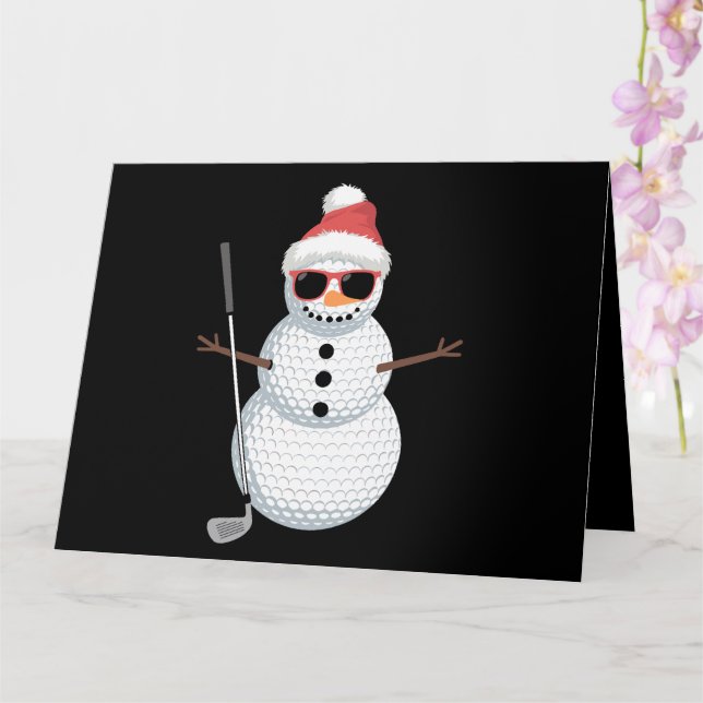 Santa Snowman Golf Ball Weihnachts Golfer Geschenk Karte (Orchidee)