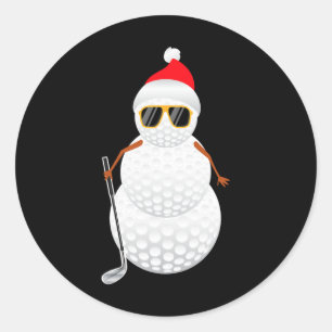 Santa Snowman Golf Ball Weihnachts Golfer Geschenk Runder Aufkleber