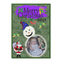 Santa & Snowman Ihr Foto Magnetische Weihnachtskar