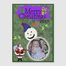 Santa & Snowman Ihr Foto Magnetische Weihnachtskar Magnetkarte