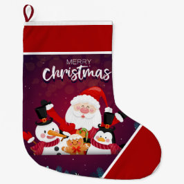 Santa ,Snowman Pinguin große Weihnachtsfeier Strum Großer Weihnachtsstrumpf