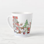 Santa Snowman Reindeer Christmas Latte Tasse<br><div class="desc">Weihnachtsbilder von Weihnachtsmann,  Snowman,  Reindeer Rudolph,  Penguin und Santa Cat im Winter Schneewald</div>