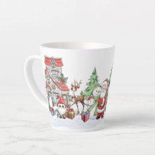 Santa Snowman Reindeer Christmas Latte Tasse