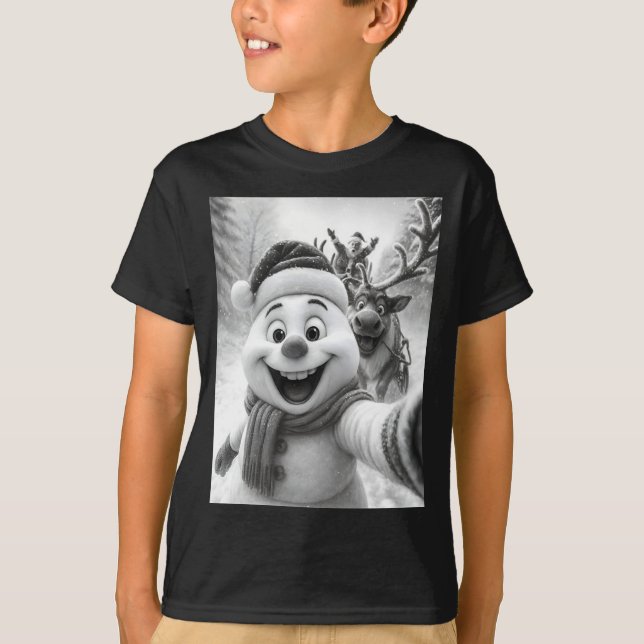 Santa Snowman Reindeer Taking A Selfie Photo Chris T-Shirt (Vorderseite)