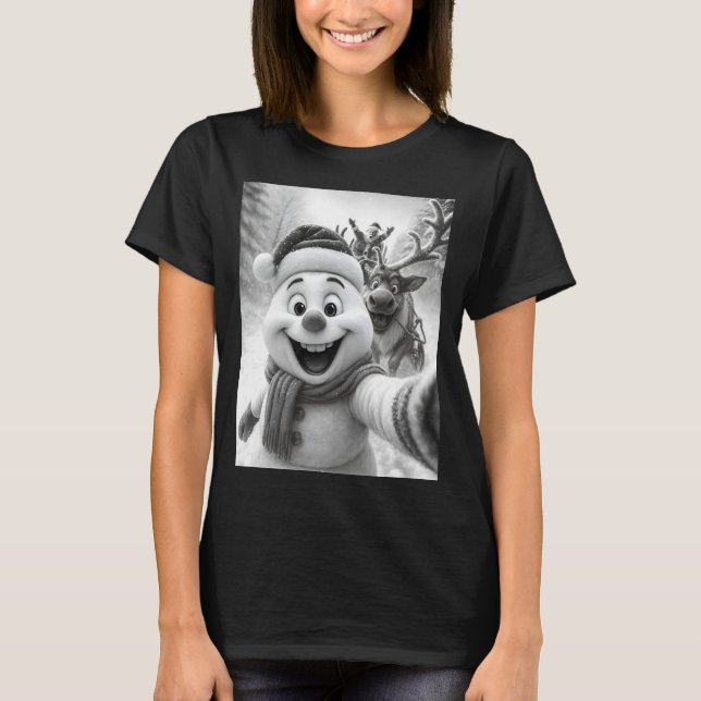Santa Snowman Reindeer Taking A Selfie Photo Chris T-Shirt (Vorderseite)