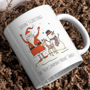 Santa Snowman Rentier Froher Festtage Business Zweifarbige Tasse