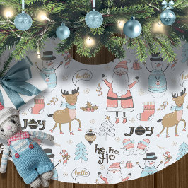 Santa, Snowman, Rentiermuster ID559 Polyester Weihnachtsbaumdecke