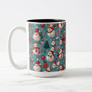 Santa Snowman Weihnachten Zweifarbige Tasse
